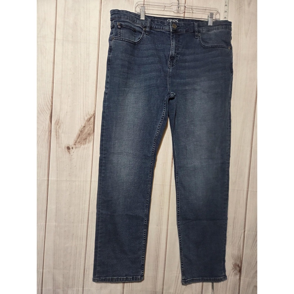 Chaps Jeans Mens 38x32 Blue Slim Straight Fit Denim Pants Stretch Casual